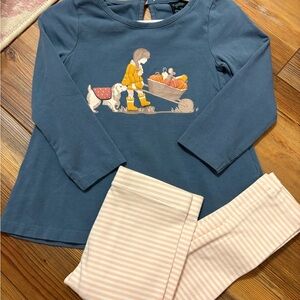 Cynthia Rowley Blue Graphic Top and Striped Pants Set NWOT